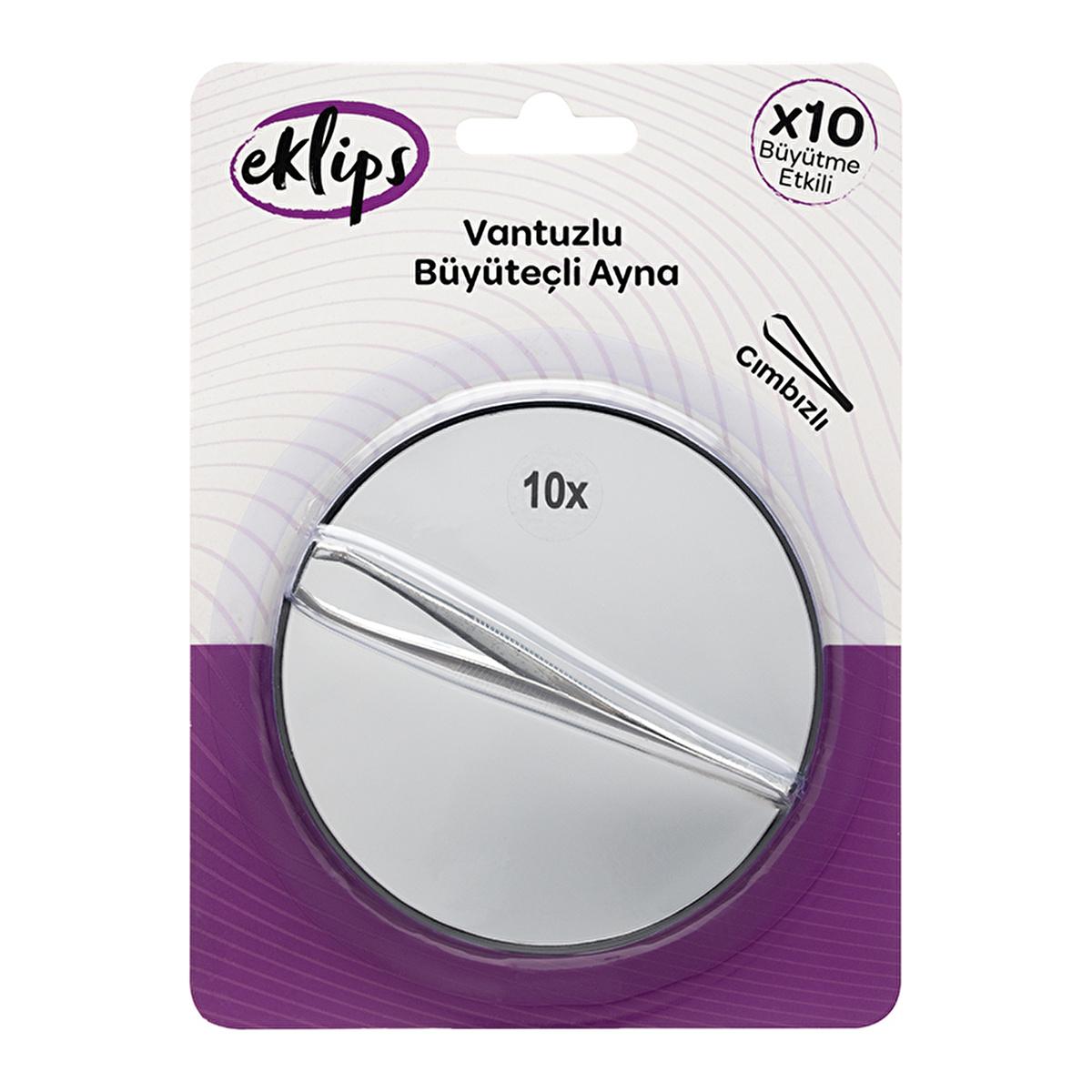 Eklips 10x Magnifying Mirror and Tweezers Set - Suction Cup Grooming Kit for Eyebrow Shaping