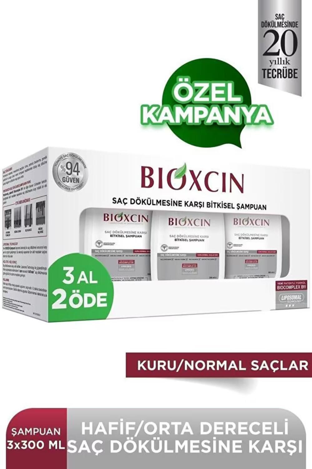 Bioxcin Anti Hair Loss Shampoo for Dry/Normal Hair - 10.14 fl oz, Herbal, pH Balanced, Clinically Tested