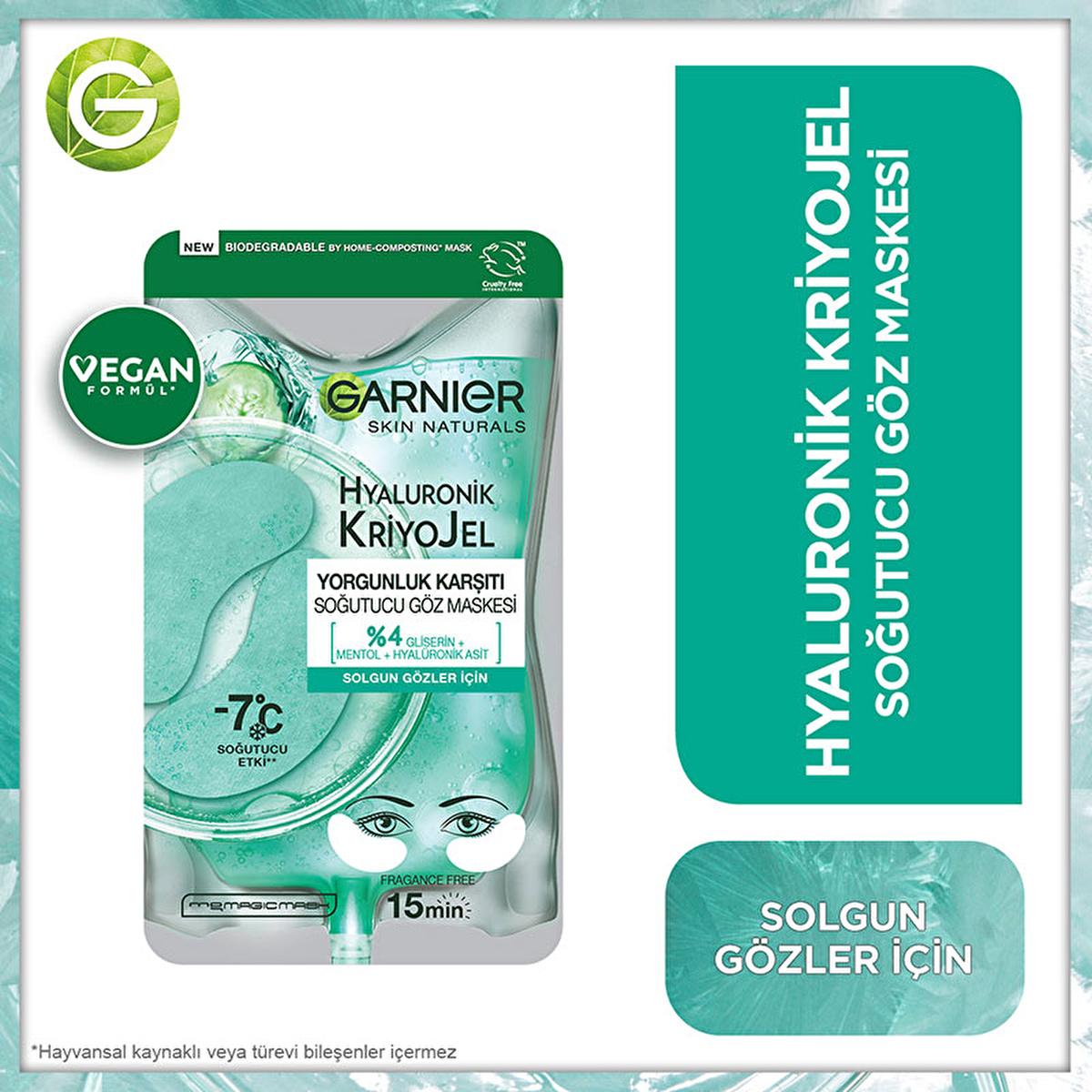Garnier Hyaluronik Cooling Eye Mask - Anti-Fatigue, Hydrating Gel for Dark Circles & Puffiness