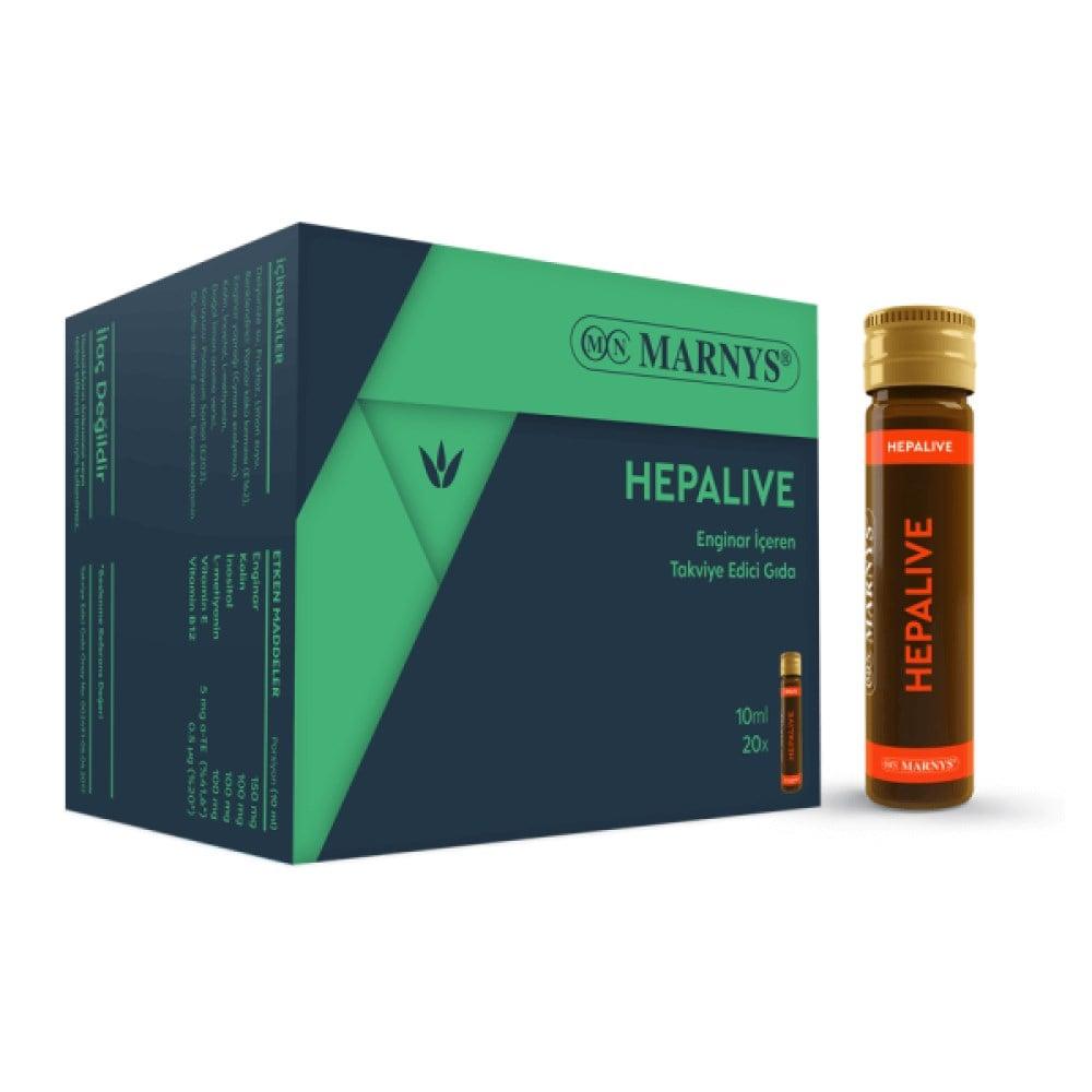 MN Marnys Hepalive Dietary Supplement - Liver Support with Artichoke Extract, Vitamin B12, and Vitamin E - 20 x 10ml Liquid Shots