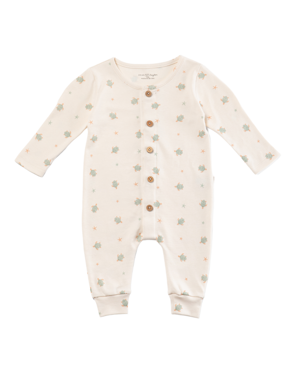Dear Hayden Quinn Magnetic Playsuit in Turtles — side view