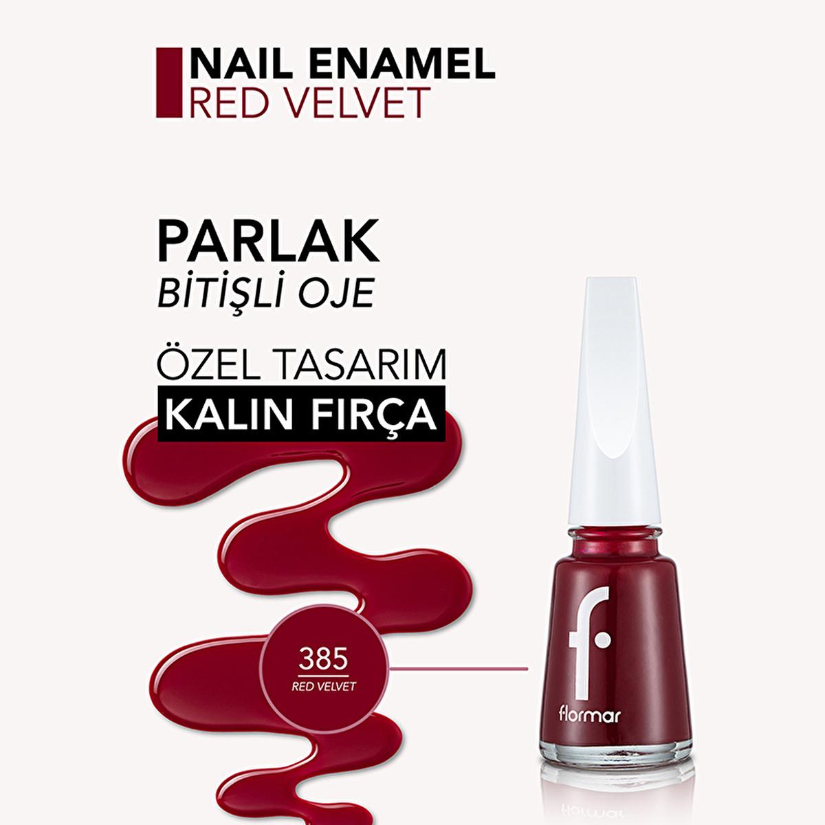 Flormar Red Velvet Nail Enamel: Intense Pigment, Long Lasting, Chip Resistant, Shiny Finish Ð Professional Quality Nail Polish