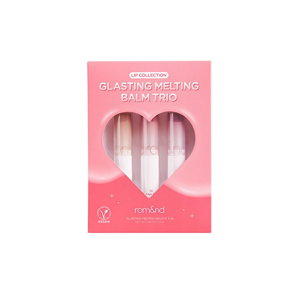 rom&nd Glasting Melting Balm Trio: Hydrating & Glossy Korean Lip Balm Set with Plant-Based Oils for Intense Moisturization