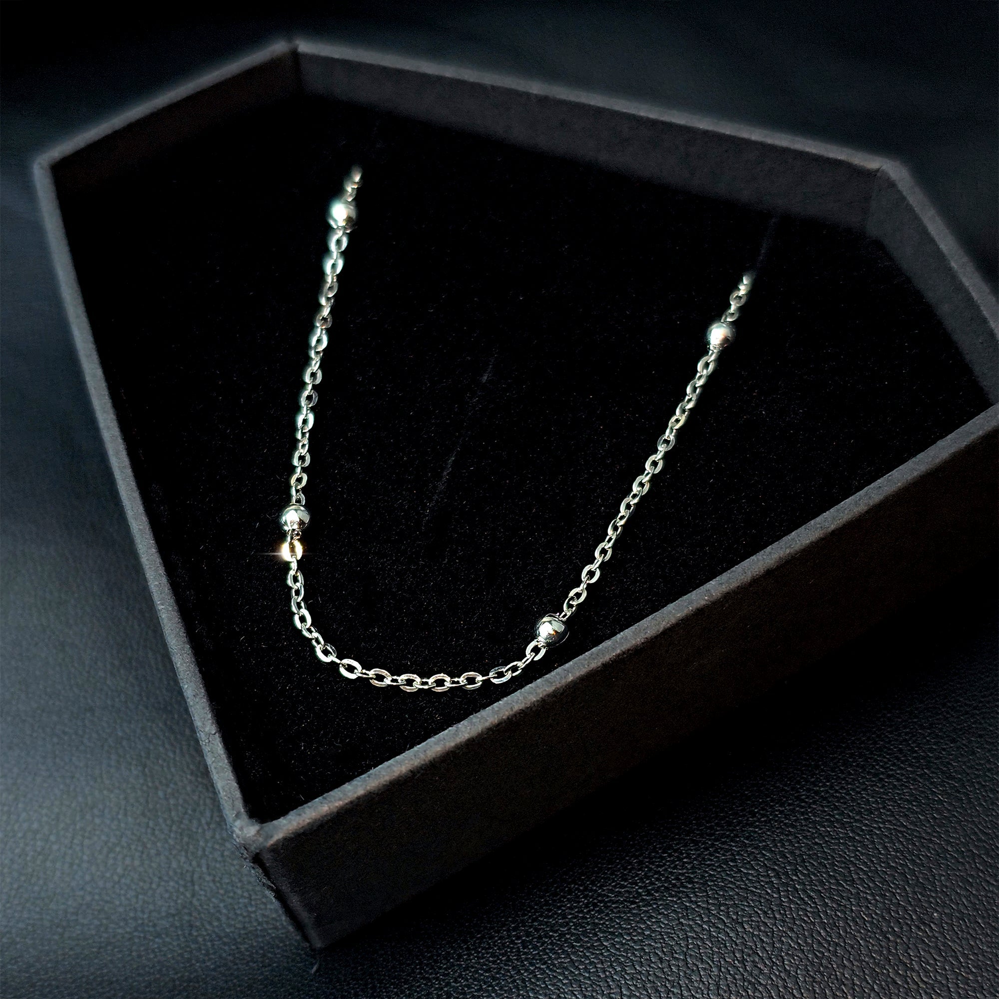BodyCandy Stainless Steel Ball Station Necklace Satellite Chain Layering Necklace — main product shot