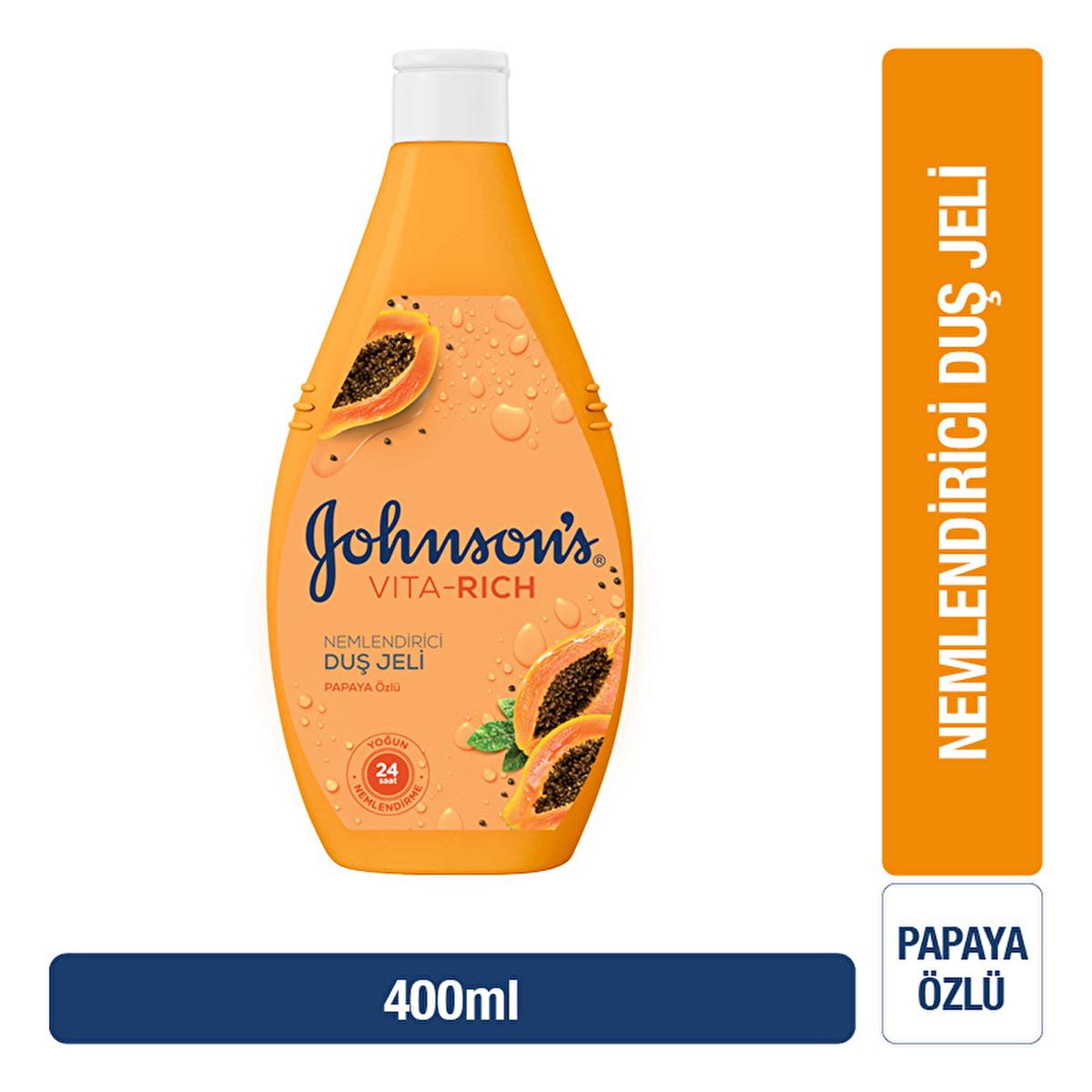 Johnson's Vita-Rich Papaya Moisturizing Shower Gel - 24 Hour Hydration, Rich Lather & Refreshing Fragrance