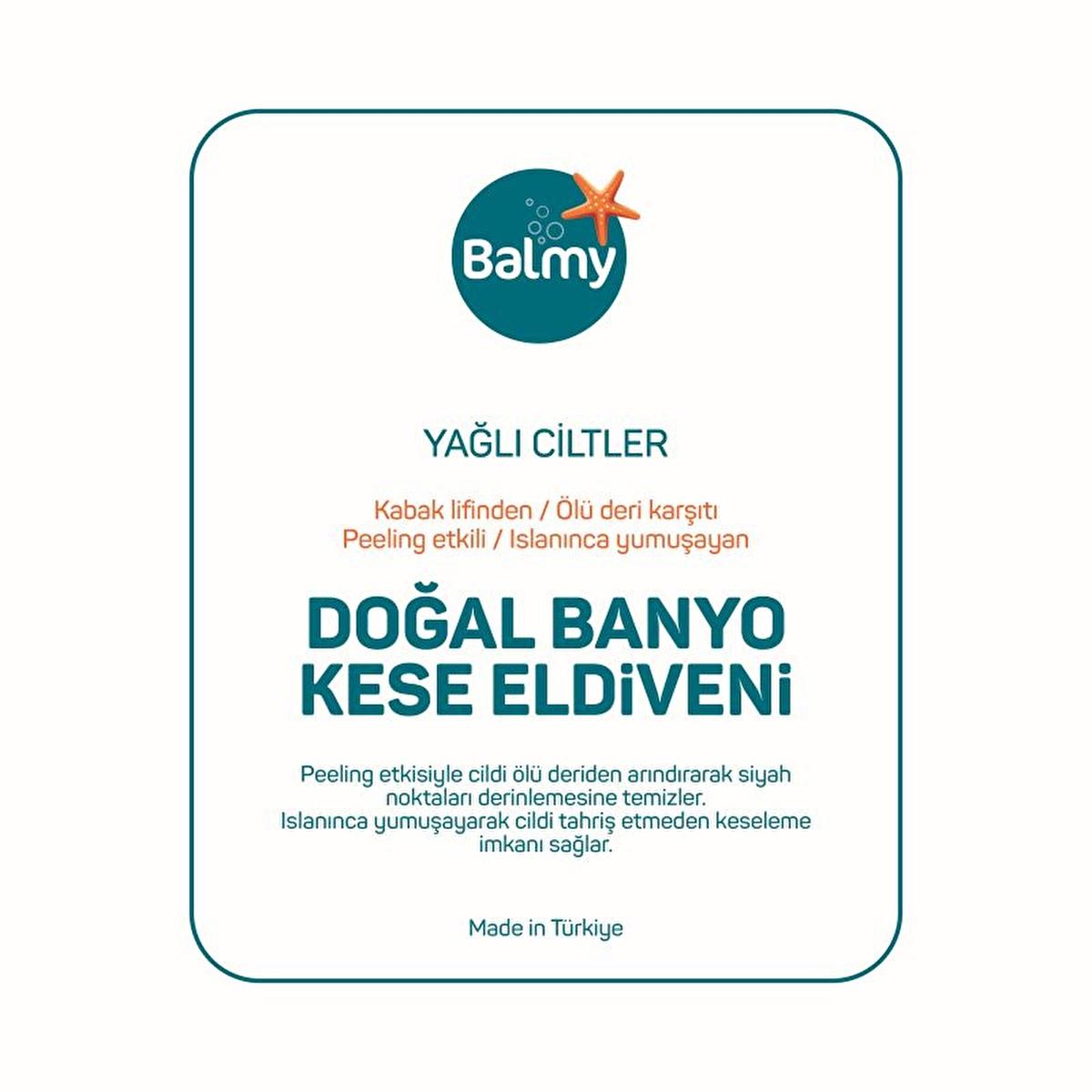 Balmy Exfoliating Bath Glove - Natural Loofah & Cotton, Exfoliates & Renews Skin, Turkish Bath Glove for Oily Skin