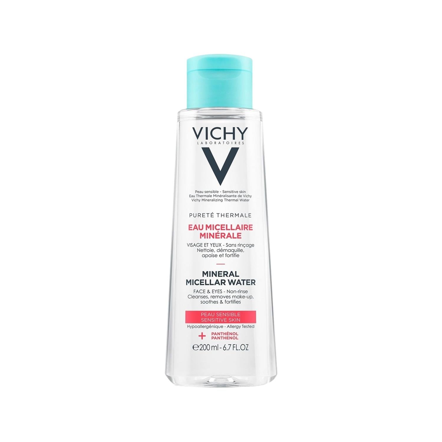 Vichy Purete Thermale Mineral Micellar Water for Face and Eye Area - Gentle Facial Cleanser for Sensitive Skin, 6.76 fl oz