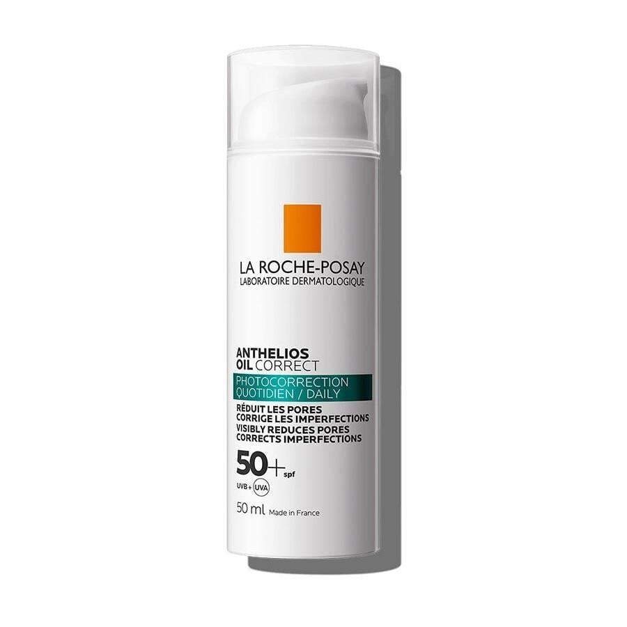 La Roche Posay Anthelios Oil Correct Cream SPF50+ Sunscreen for Oily Skin - Non-comedogenic, Broad-Spectrum UVA/UVB Protection