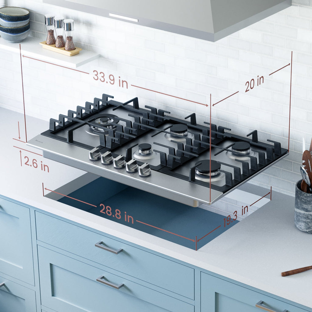 Rangaire 34" Gas Cooktop 5 Burners Stainless Steel RCG341S – Rangaire Appliances, view 4
