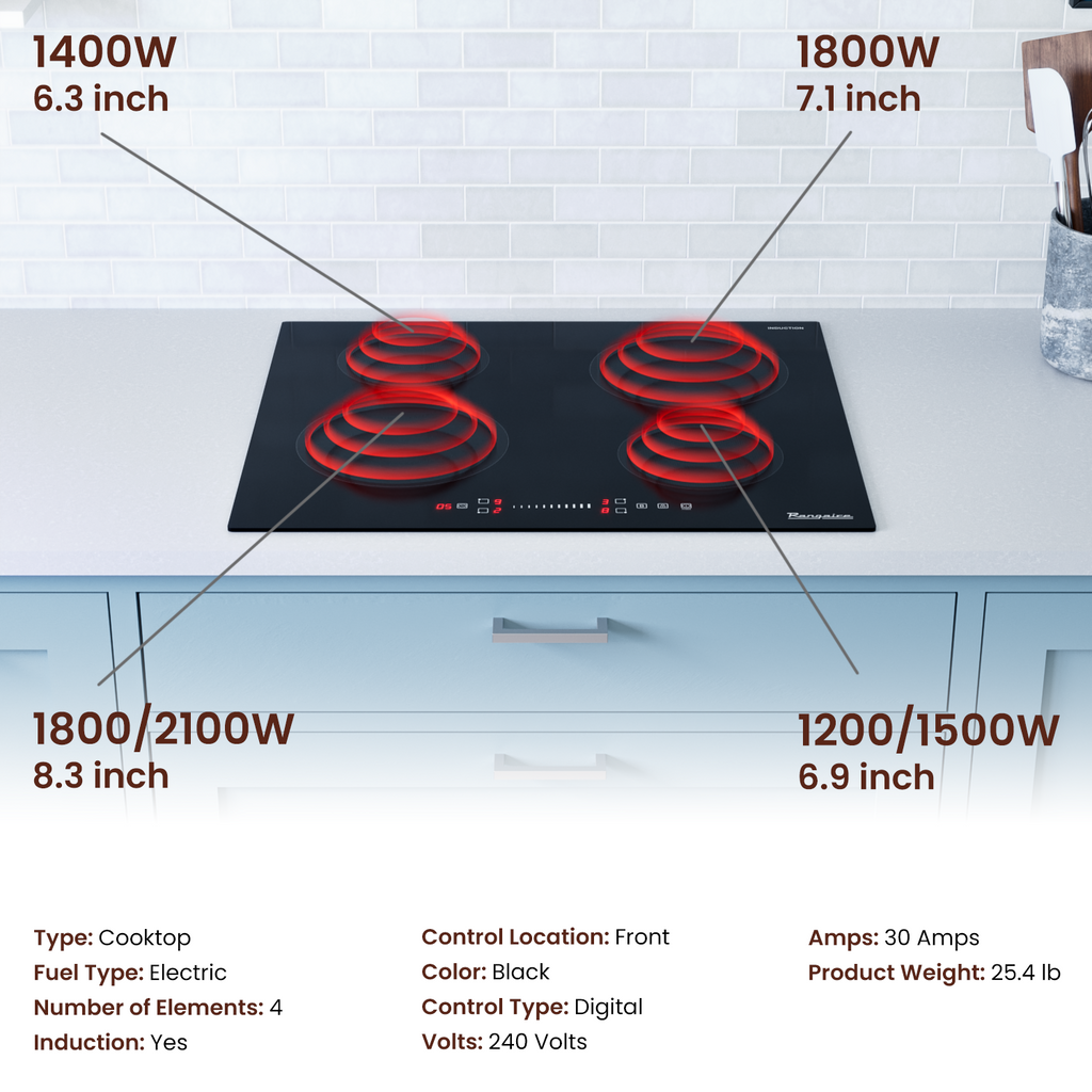 Rangaire 24" Induction Cooktop 4 Burners RCI241S – Rangaire Appliances, view 3