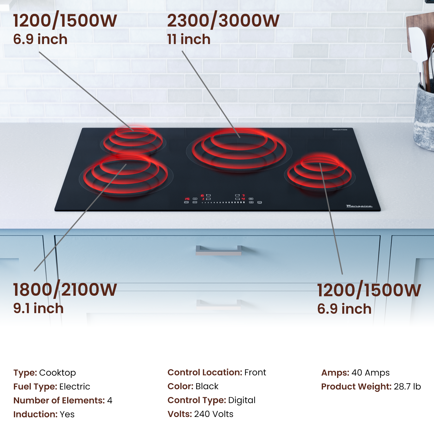Rangaire 30" Induction Cooktop 4 Burners RCI301S – Rangaire Appliances, view 4