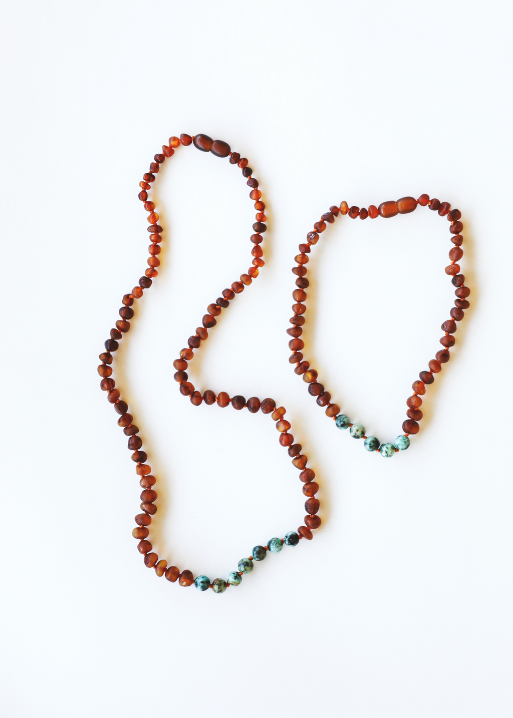 CanyonLeaf Raw Cognac Baltic Amber + Turquoise Jasper || Necklace Set — Cognac detail