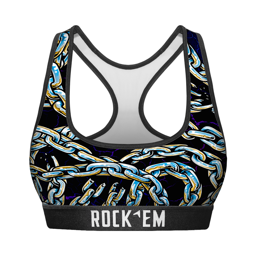 Rock 'Em Socks Rock 'Em Socks Women's Sports Bra - Chains All-Over — main product shot