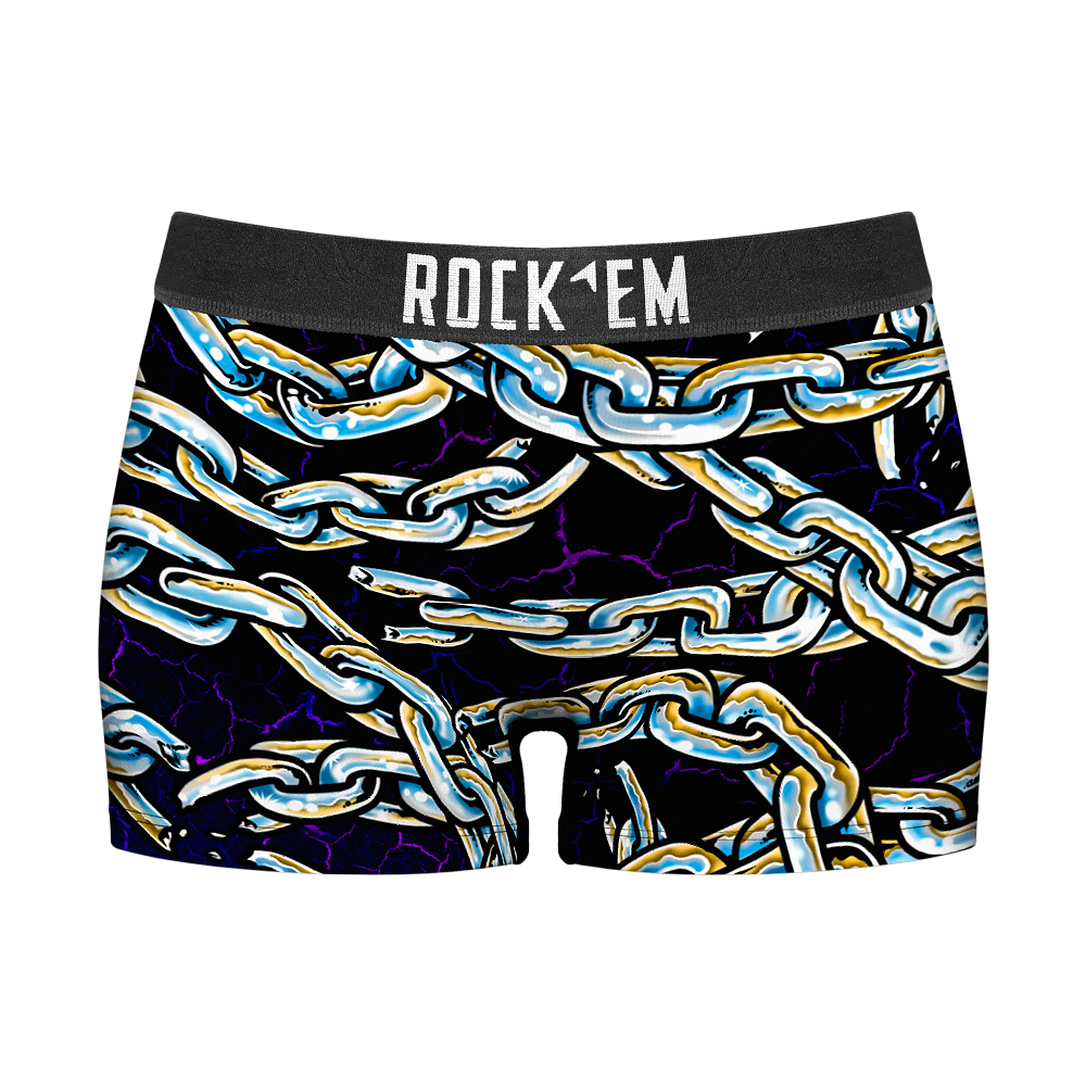 Rock 'Em Socks Rock 'Em Socks Women's Boy Shorts - Chains All-Over — main product shot