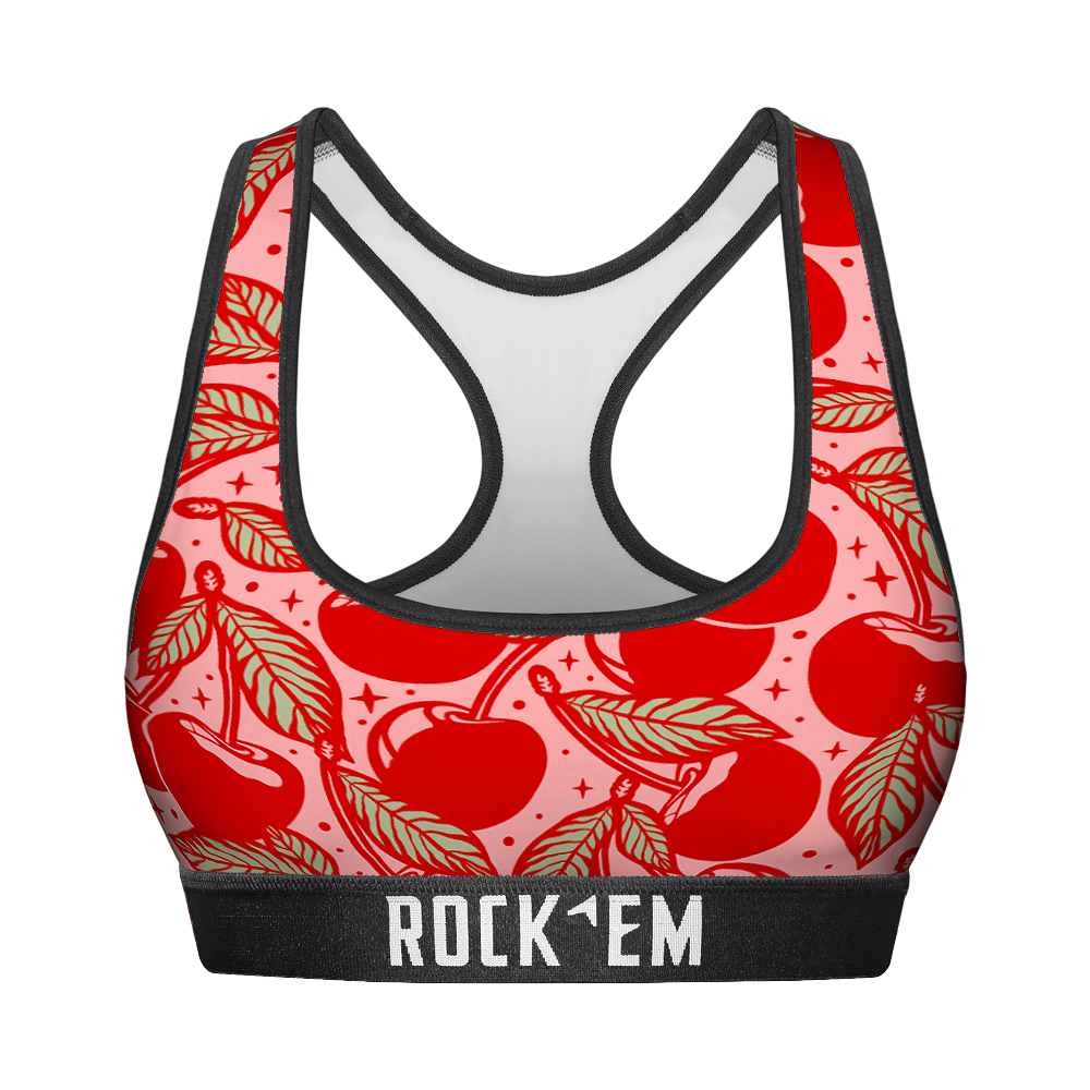 Rock 'Em Socks Rock 'Em Socks Women's Sports Bra - Cherries — main product shot
