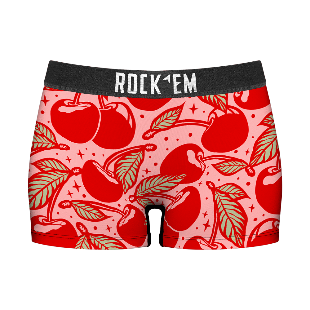 Rock 'Em Socks Rock 'Em Socks Women's Boy Shorts - Cherries — main product shot