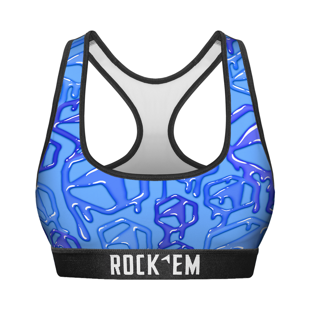 Rock 'Em Socks Rock 'Em Socks Women's Sports Bra - Hex Drip (Cobalt) — main product shot