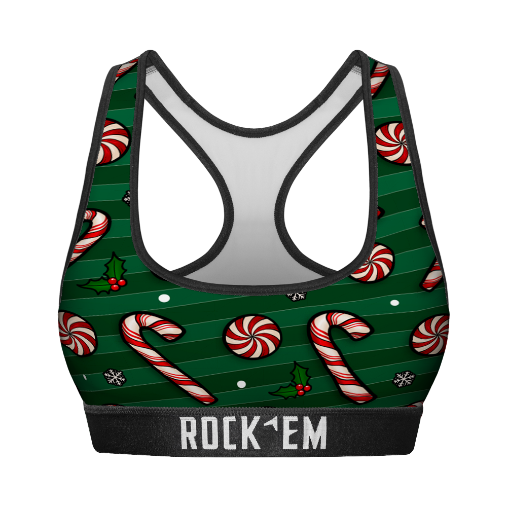 Rock 'Em Socks Rock 'Em Socks Women's Sports Bra - Peppermint Stripe — main product shot