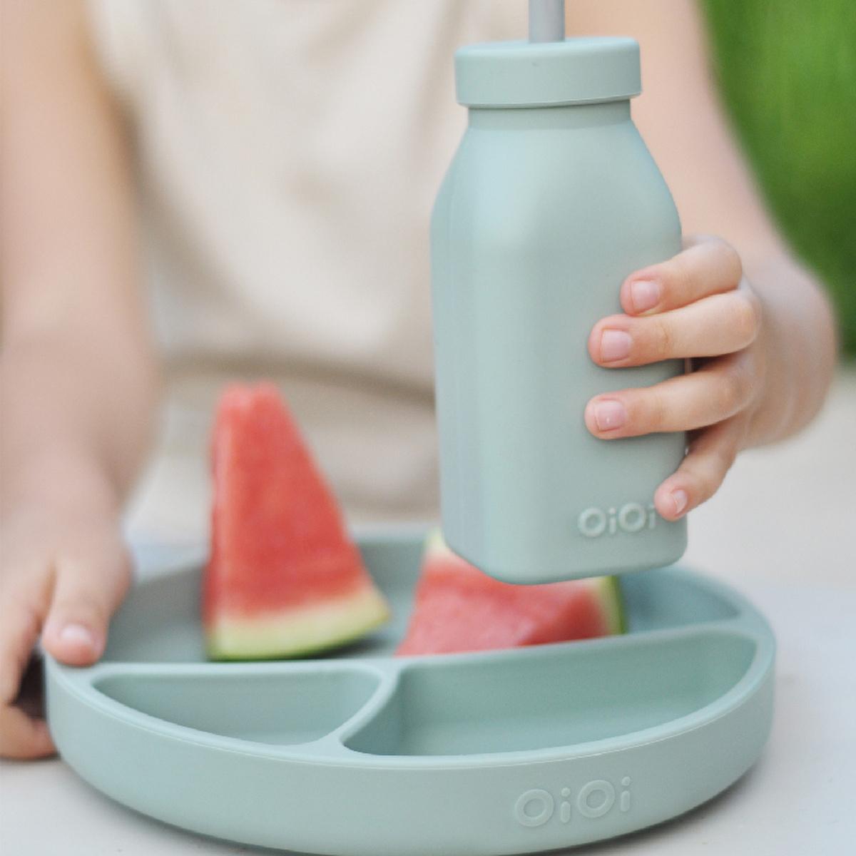 OiOi Silicone Baby Plate with Suction Base - Heat Resistant, Microwave & Oven Safe, Premium Food-Grade Silicone Tableware for Babies