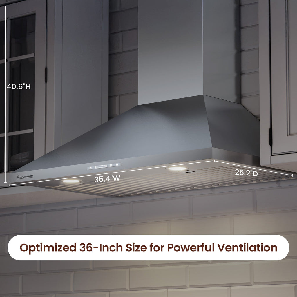 Rangaire 36" Wall-Mounted Range Hood 580 CFM Convertible Stainless Steel RHWMP36S – Rangaire Appliances, view 7