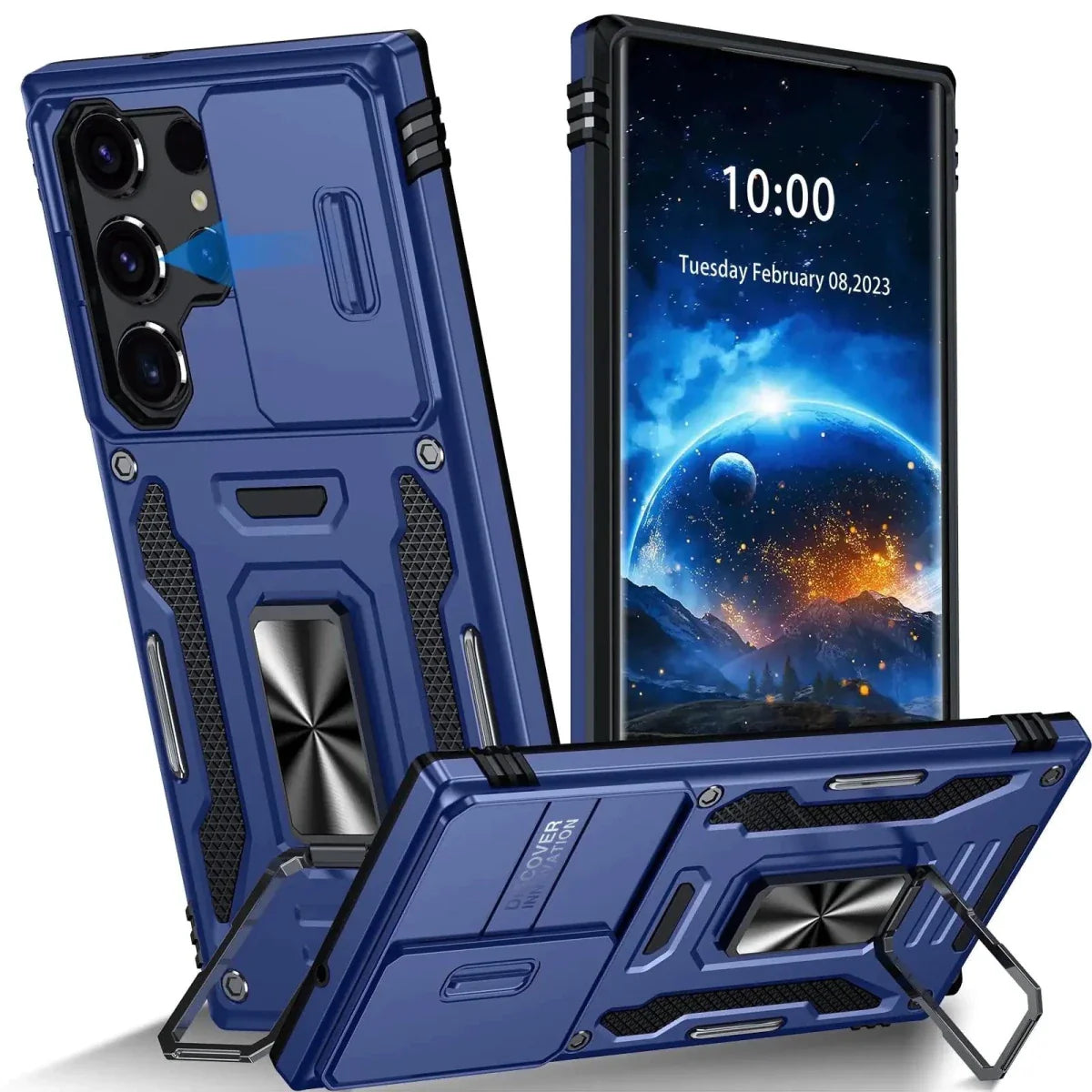 Galaxy S23 Ultra Case - Navy Kickstand & Camera Cover for Ultimate Protection