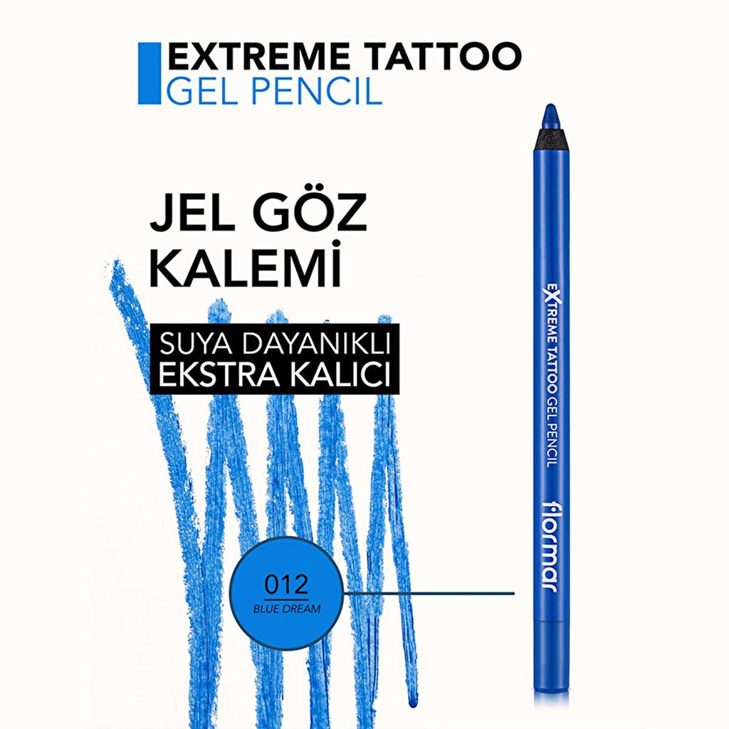 Flormar Extreme Tattoo Gel Eyeliner - 012 Blue Dream for Makeup Enthusiasts