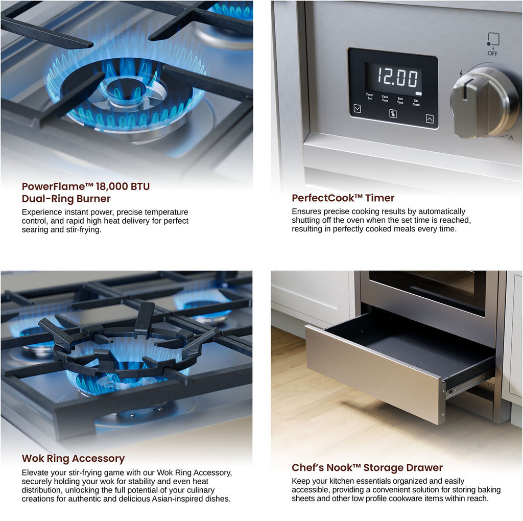 Rangaire 24" Gas Range Convection Oven Freestanding Stainless Steel RRG241TS – Rangaire Appliances, view 2