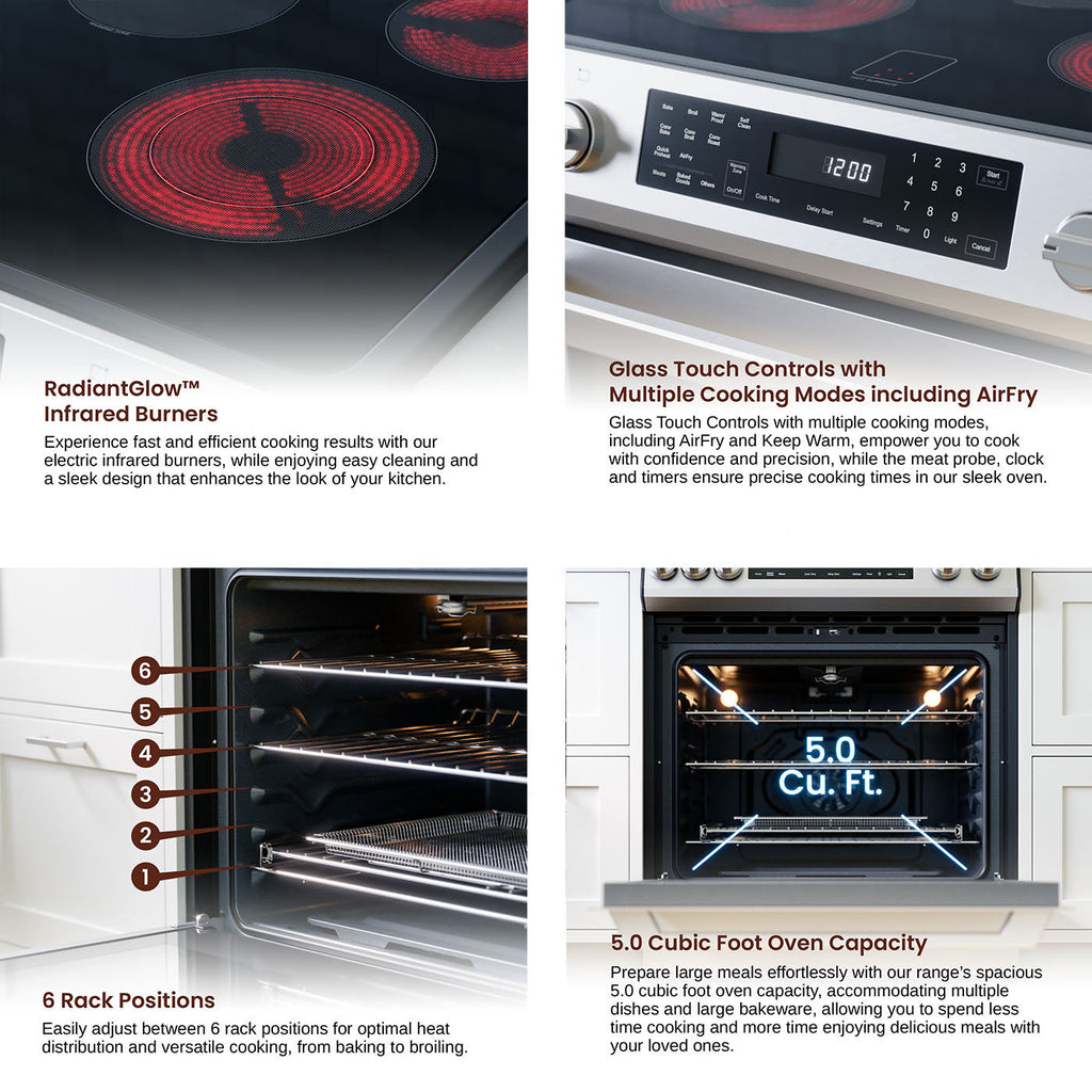 Rangaire 30" Electric Range Self-cleaning Air Fry True Convection Oven Slide-in Stainless Steel RRE303GS – Rangaire Appliance