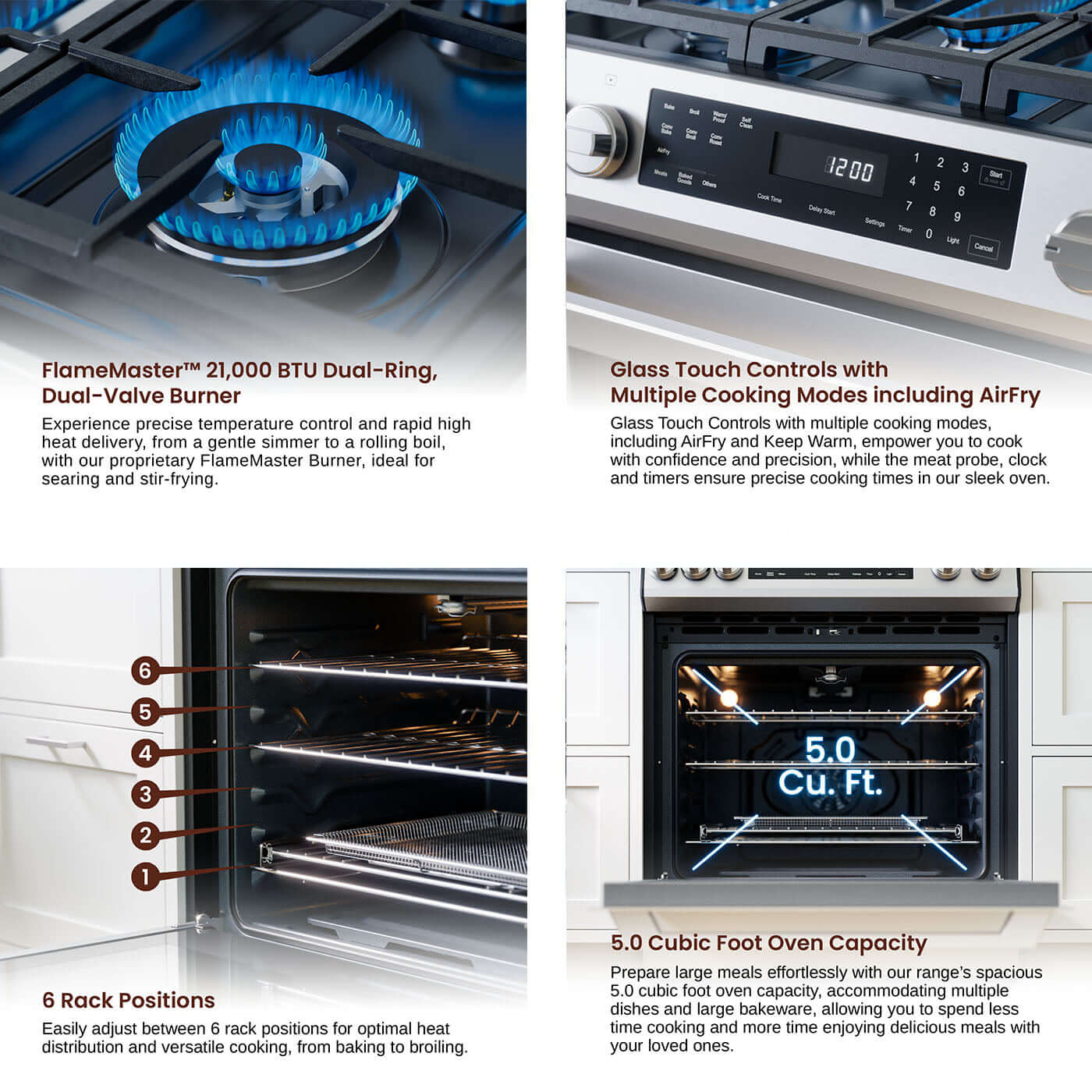 Rangaire 30" Gas Range Self-cleaning Air Fry True Convection Oven Slide-in Stainless Steel RRG303GS – Rangaire Appliances, vi