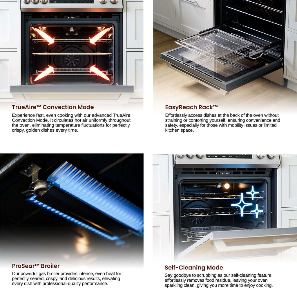 Rangaire 30" Gas Range Self-cleaning Air Fry True Convection Oven Slide-in Stainless Steel RRG303GS – Rangaire Appliances, vi