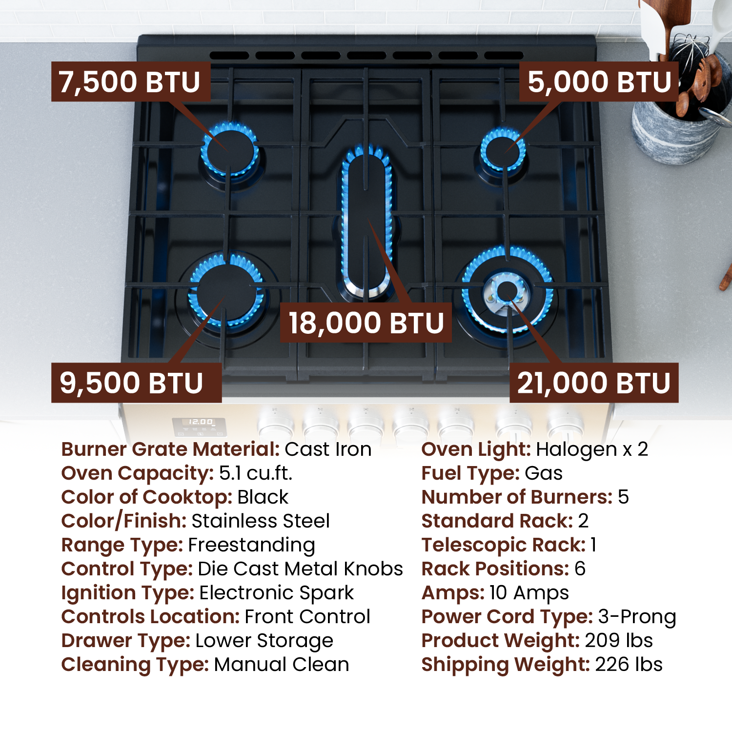 Rangaire 30" Gas Range Convection Oven Slide-in Stainless Steel RRG303TS – Rangaire Appliances, view 7
