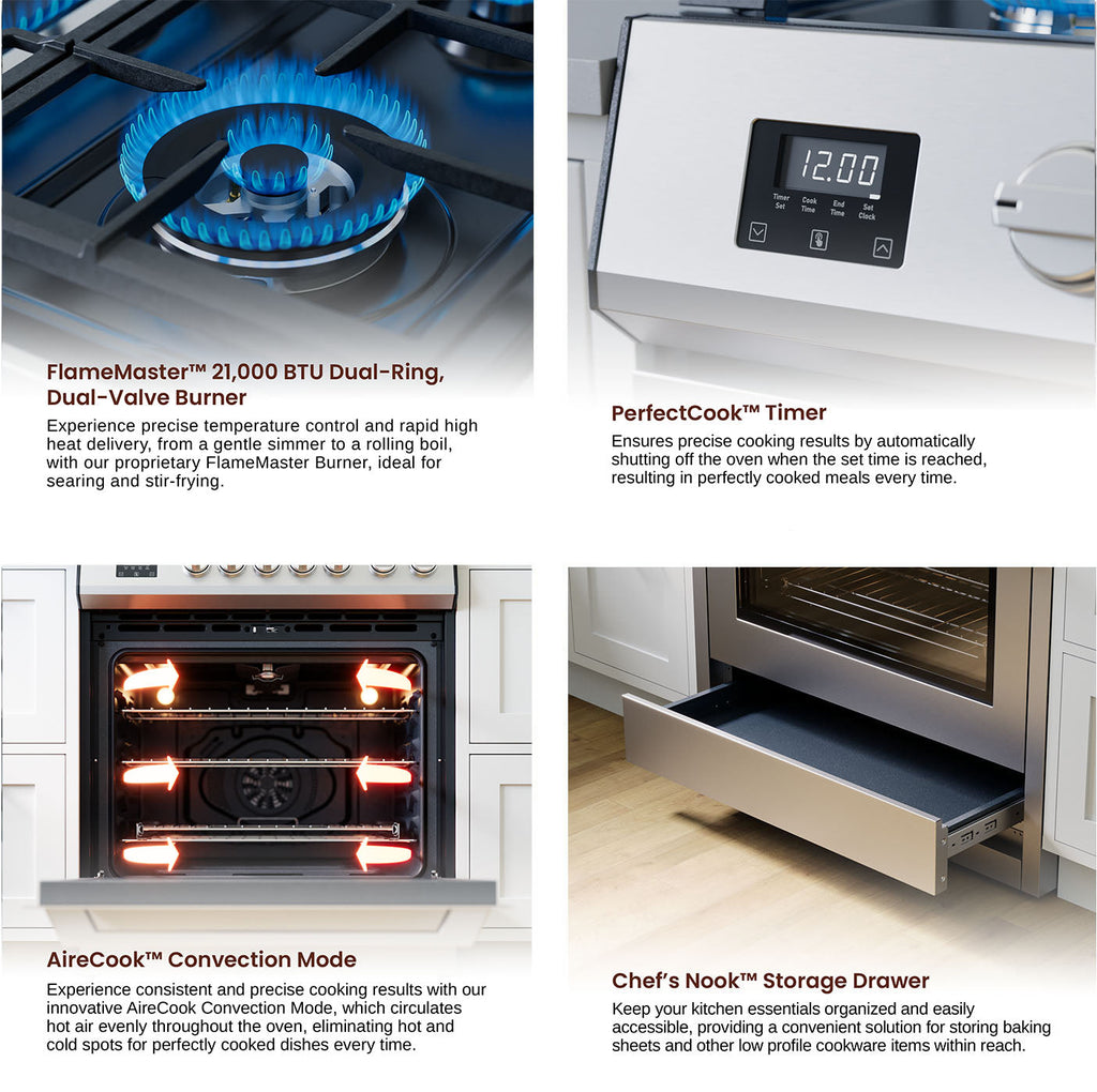 Rangaire 30" Gas Range Convection Oven Slide-in Stainless Steel RRG303TS – Rangaire Appliances, view 4