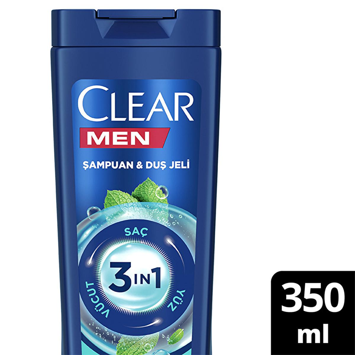Clear Men 3-in-1 Menthol Refreshing Shampoo, Shower & Face Wash: Combat Dandruff, Cleanse & Invigorate - All In One.