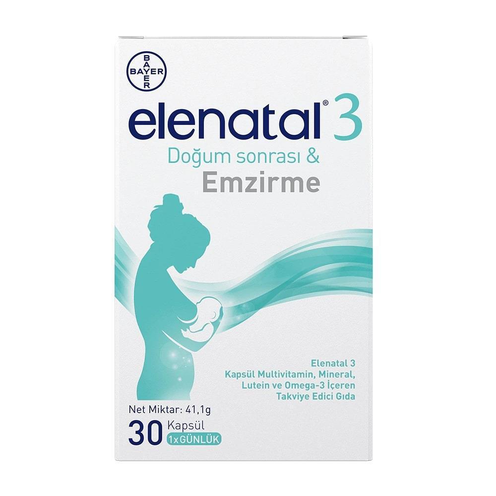 Elenatal 3 Postpartum Multivitamin Supplement for Breastfeeding Women - 30 Capsules
