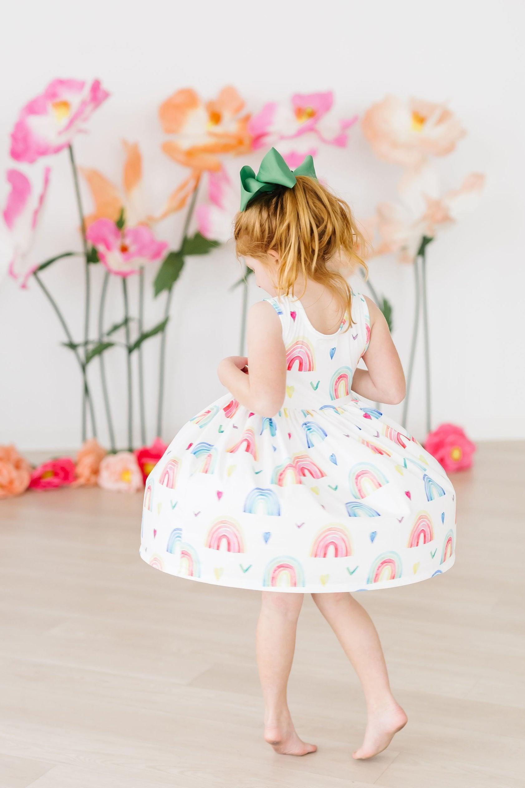 Mila & Rose ® Radiant Rainbows Tank Twirl Dress — back view