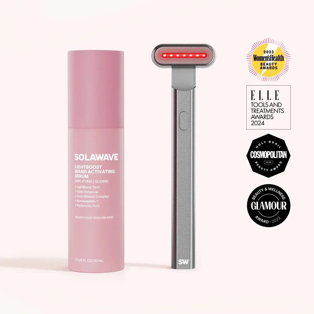 Solawave 4-in-1 Red Light Therapy Wand & Activating Serum Kit — detail close-up