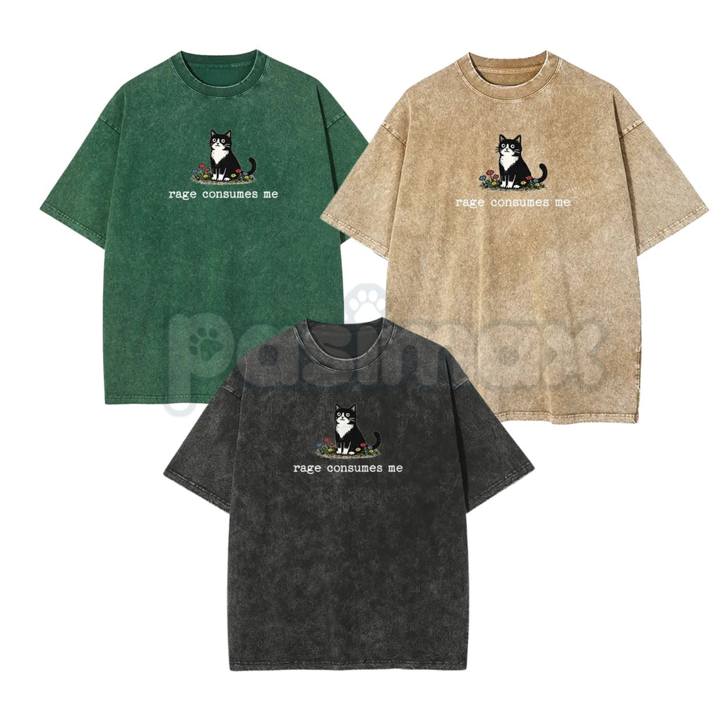 Pasimax Rage Consumes Me Funny Cat Meme T-Shirt — main product shot