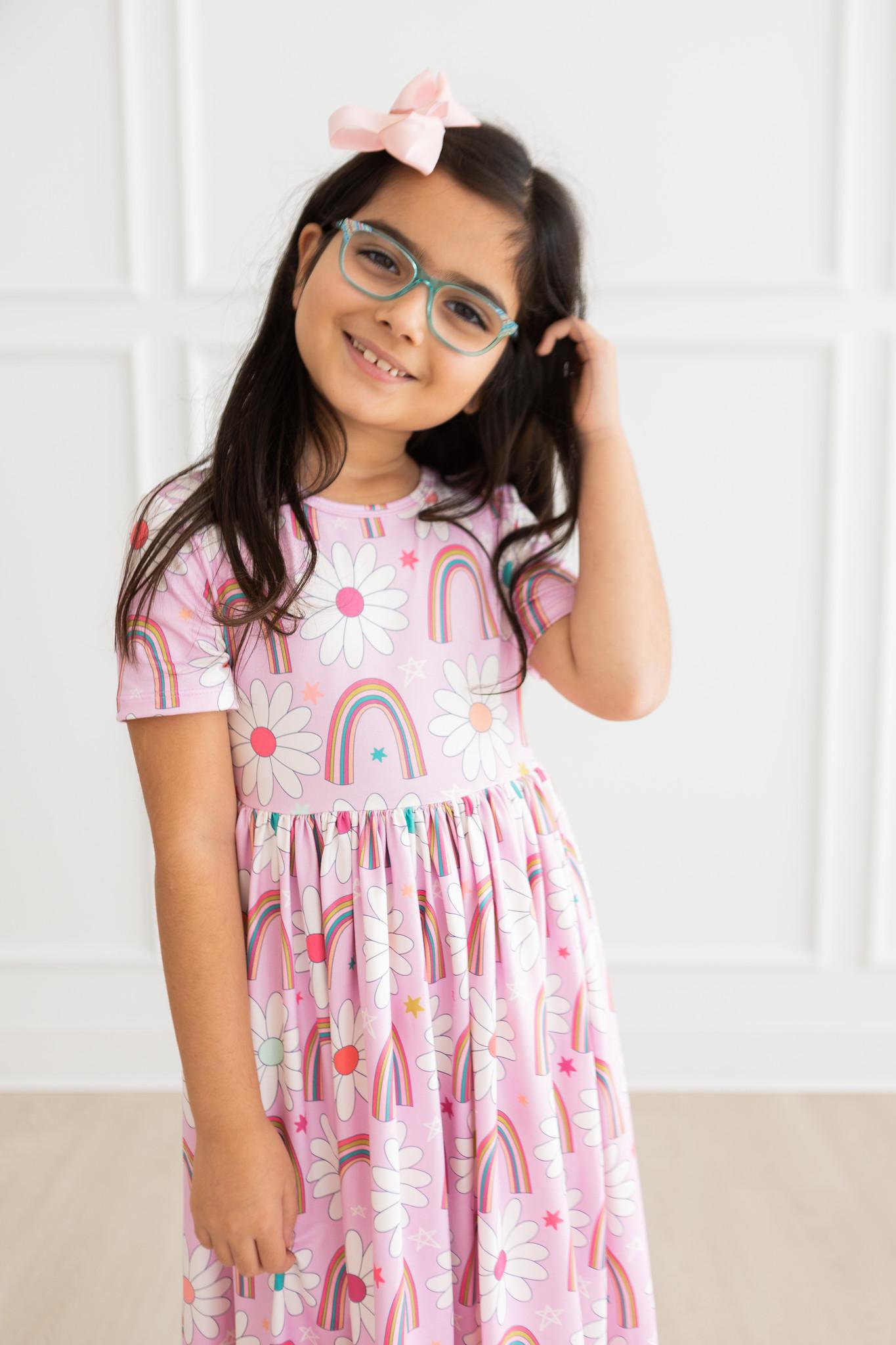 Mila & Rose ® Rainbow Daisies S/S Pocket Twirl Dress — lifestyle context