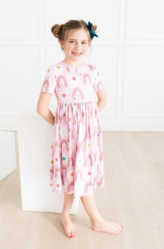 Mila & Rose ® Rainbow Daisies S/S Pocket Twirl Dress — side view