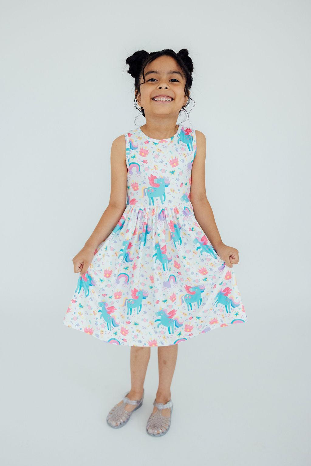 Mila & Rose ® Rainbow Meadows Tank Twirl Dress — detail close-up