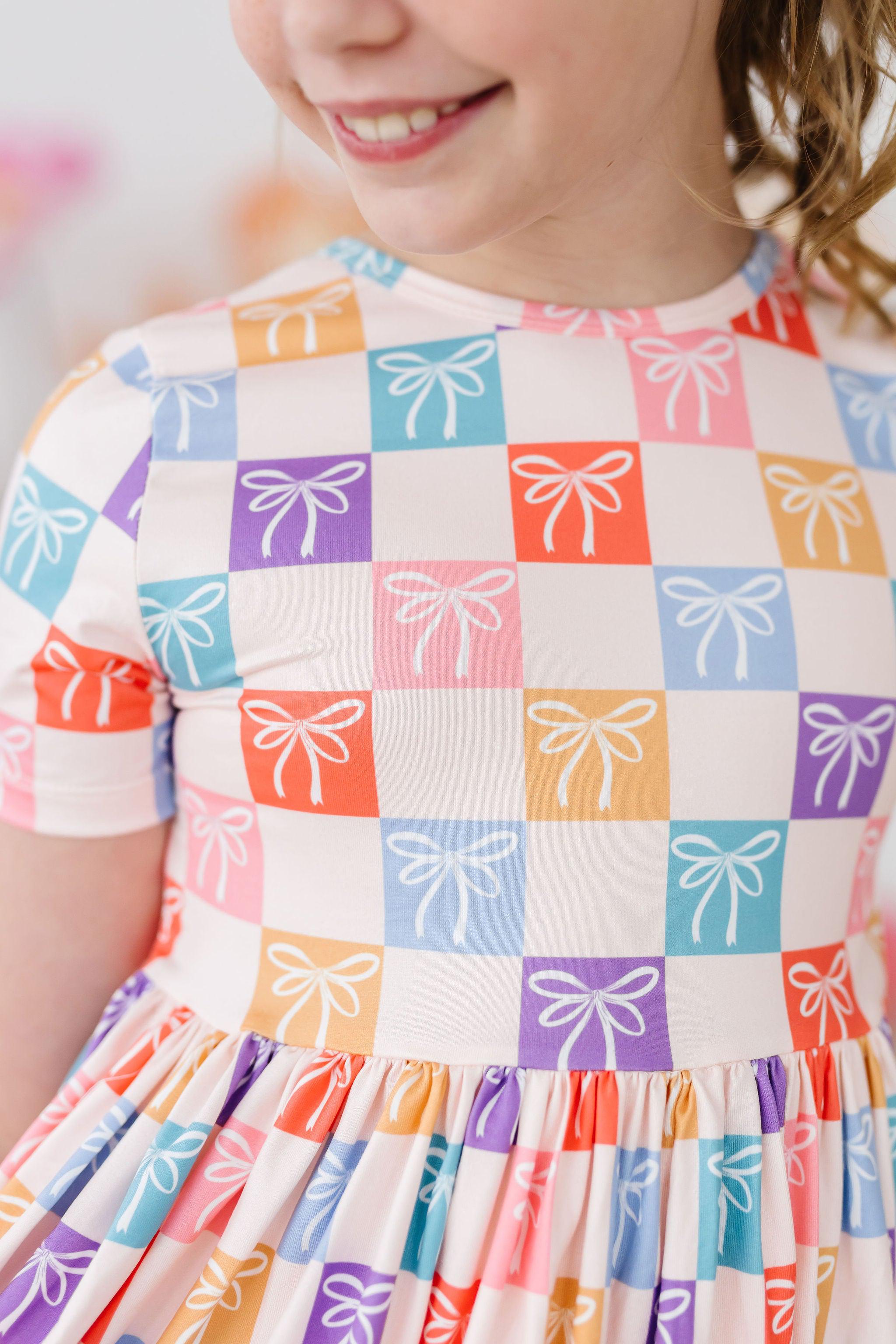 Mila & Rose ® SALE Rainbow Ribbons S/S Pocket Twirl Dress — detail close-up