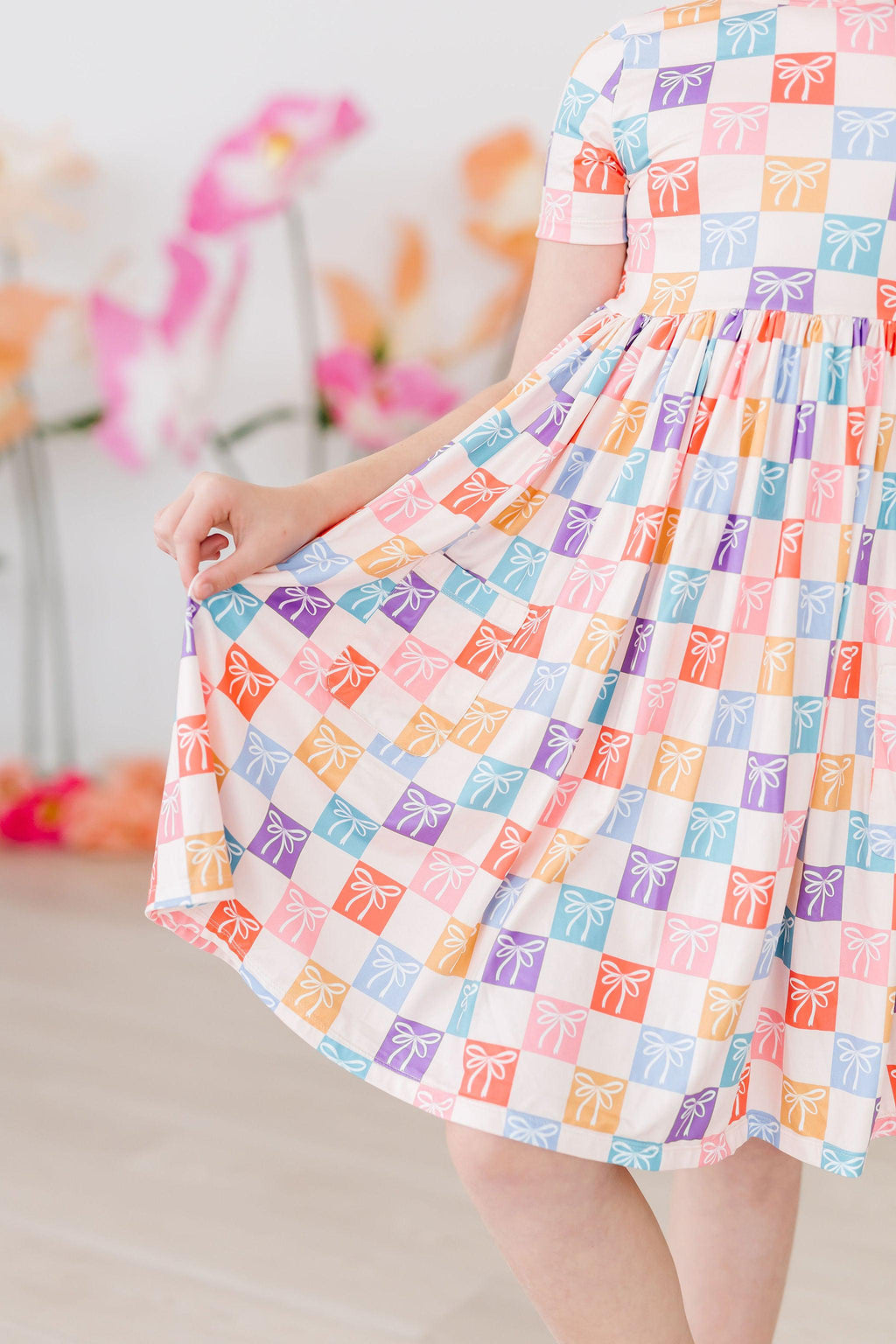 Mila & Rose ® SALE Rainbow Ribbons S/S Pocket Twirl Dress — lifestyle context