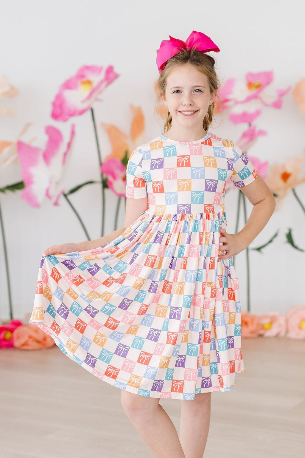 Mila & Rose ® SALE Rainbow Ribbons S/S Pocket Twirl Dress — side view