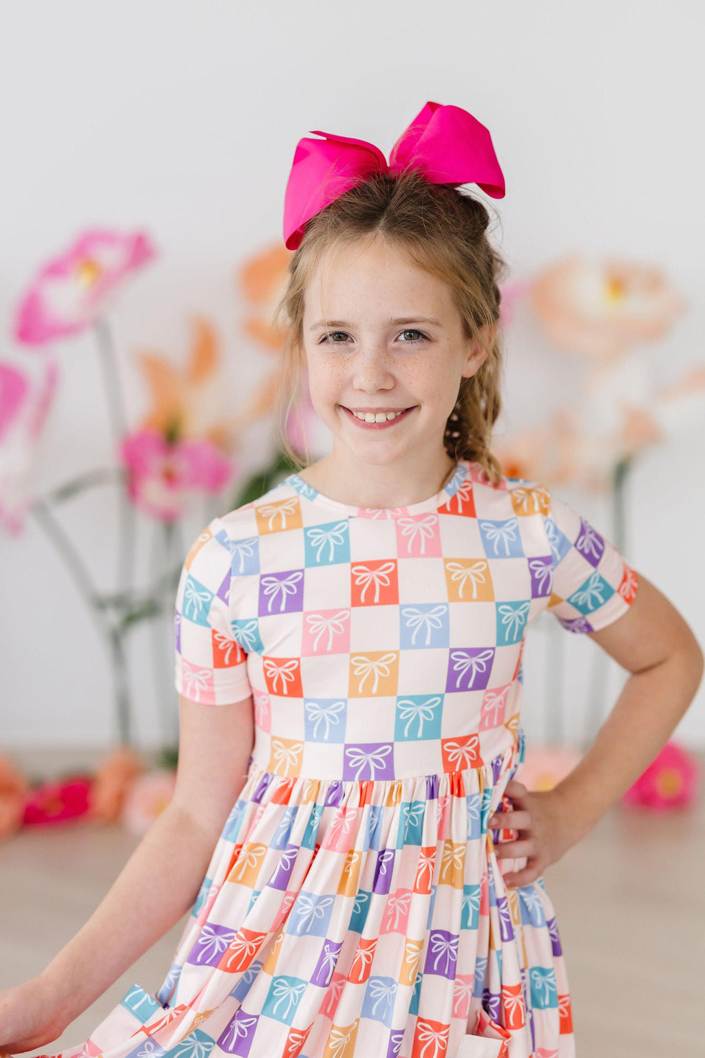 Mila & Rose ® SALE Rainbow Ribbons S/S Pocket Twirl Dress — back view