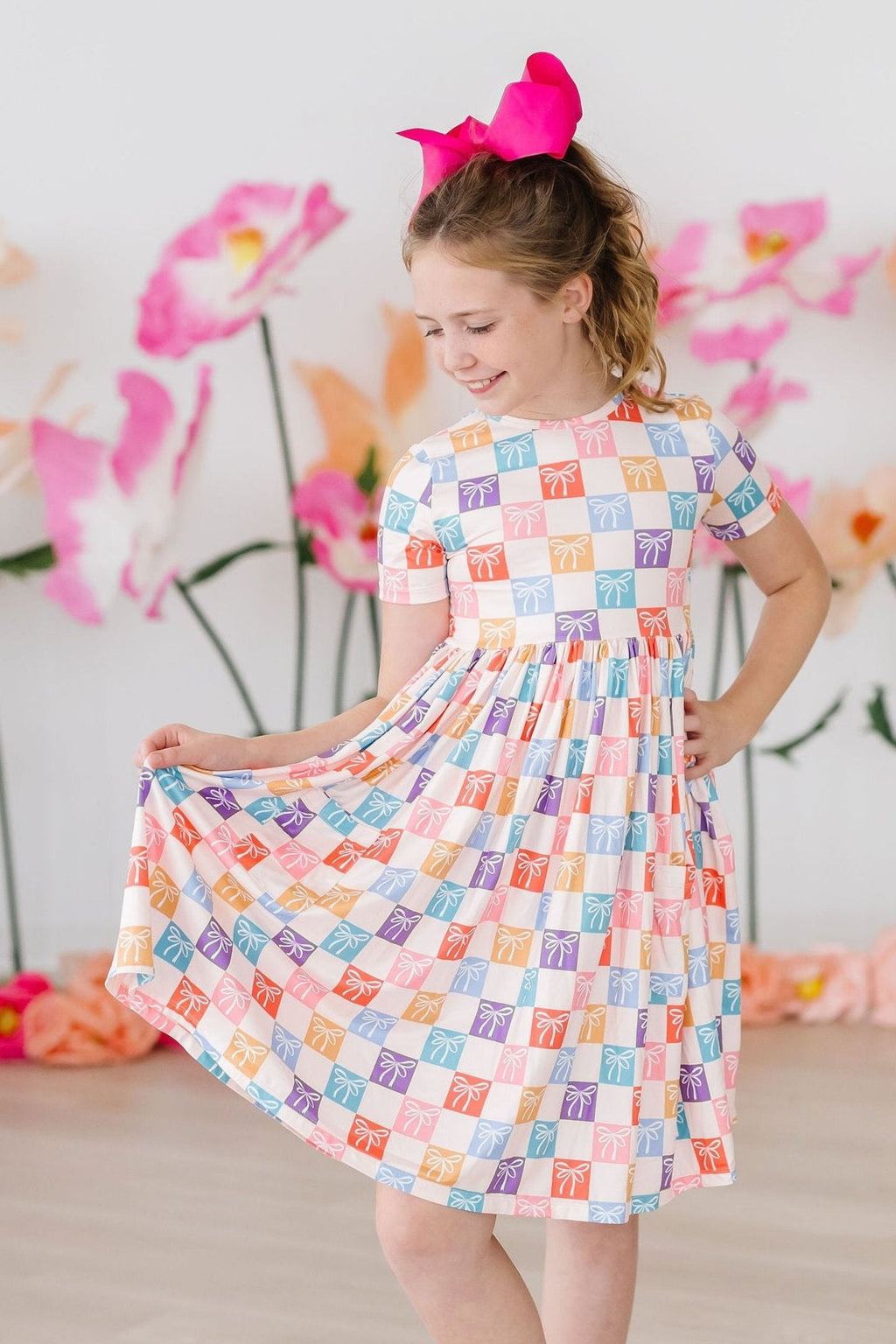Mila & Rose ® SALE Rainbow Ribbons S/S Pocket Twirl Dress — main product shot