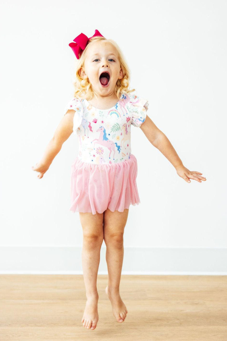 Mila & Rose ® Rainbow Vibes S/S Twirl Leotard — detail close-up