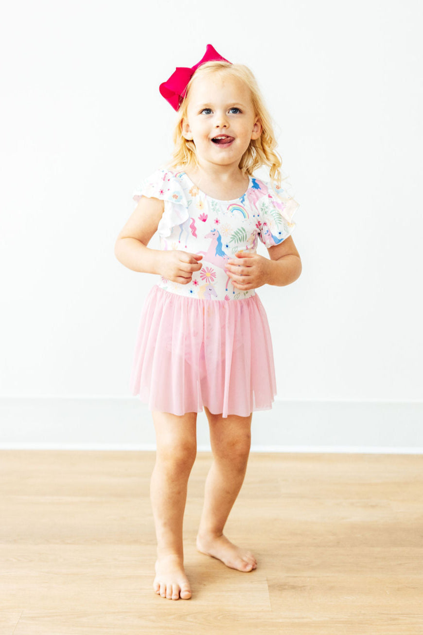 Mila & Rose ® Rainbow Vibes S/S Twirl Leotard — lifestyle context