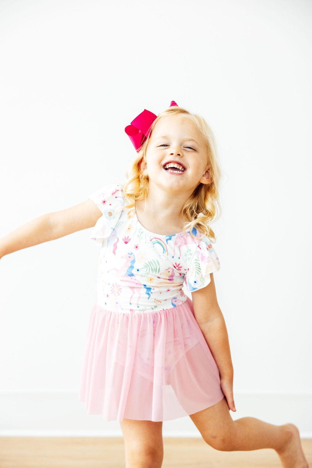 Mila & Rose ® Rainbow Vibes S/S Twirl Leotard — side view