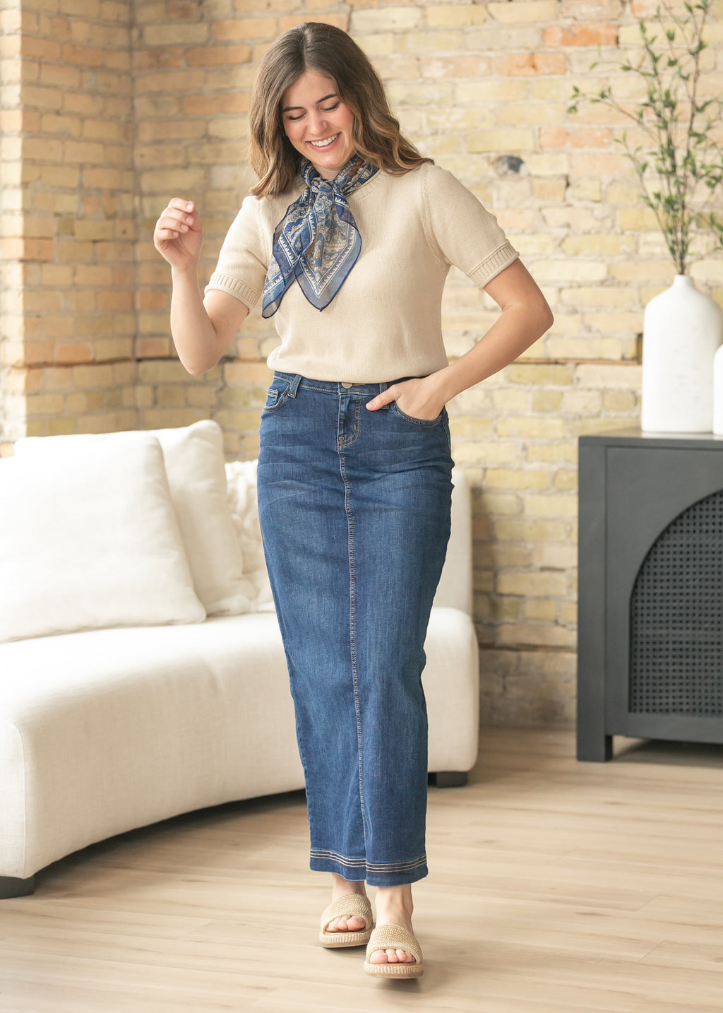 Inherit Co. Bria Dark Wash Denim Maxi Skirt — main product shot