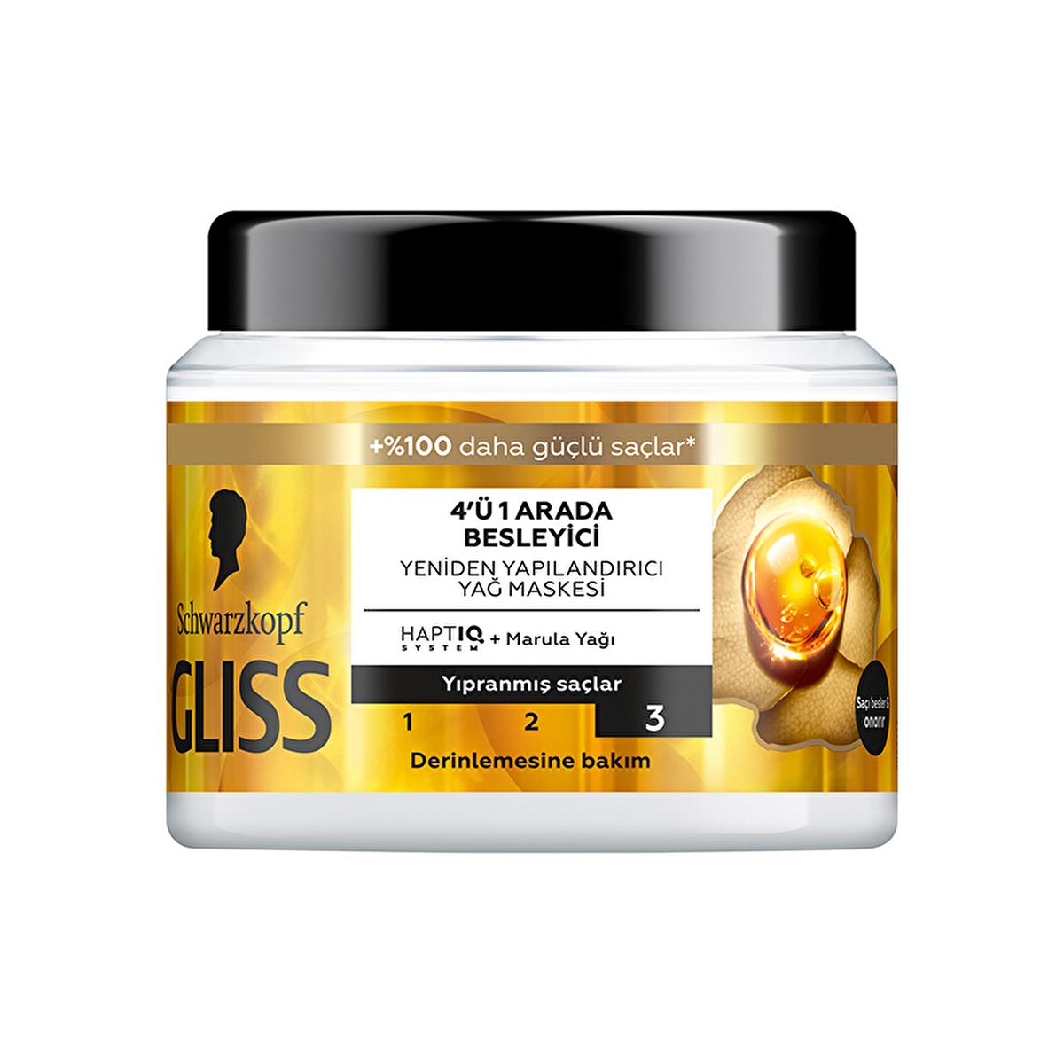 Gliss Oil Nutritive Hair Care Mask - Nourishing & Repairing Treatment with Marula Oil for Damaged Hair